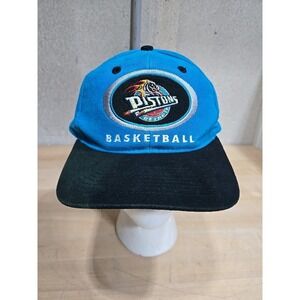 Vintage 90s Teal Detroit Pistons Hat Cap Snapback Drew Pearson Embroidered Logo